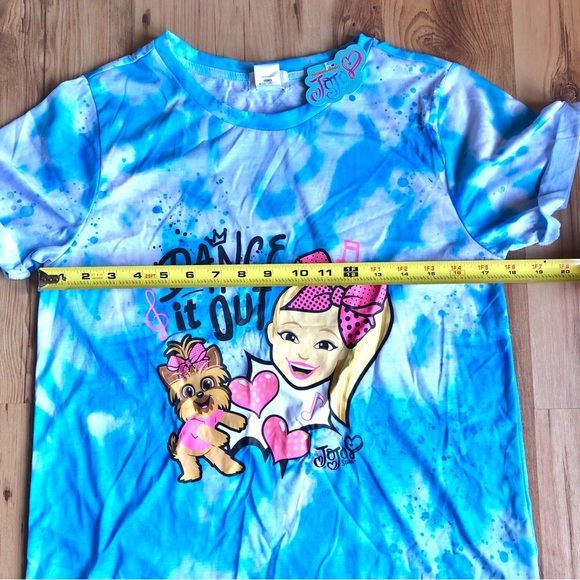 NEW JOJO SIWA Tie Dye Tee Shirt DANCE IT OUT Jojo & BowBow Large Blue Girl’s - Picture 8 of 16